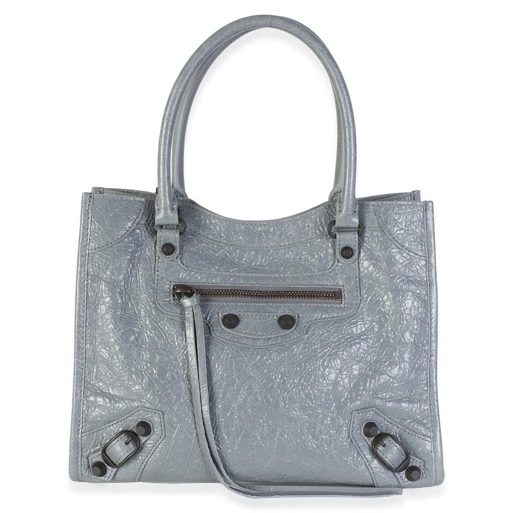 Balenciaga Blue Grey Agneau Arena Mini Le City Tote Bag